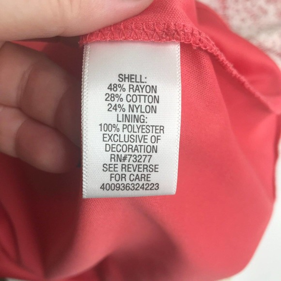 Elle Dress Womens 8 Coral Ivory Lace Overlay Fit & Flare Sleeveless Lined Ribbon - Picture 6 of 7